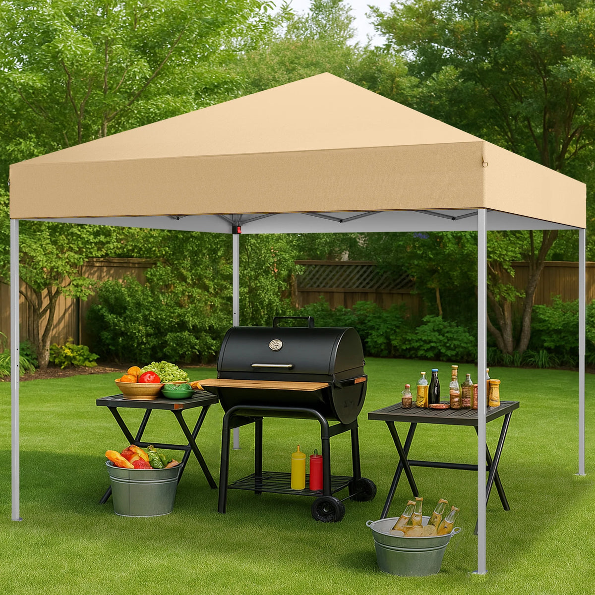 GVDV Canopy Tent, 10x10 ft Easy Pop up Outdoor Canopy Tent, Portable Straight Leg Gazebo Instant Canopy, Blue