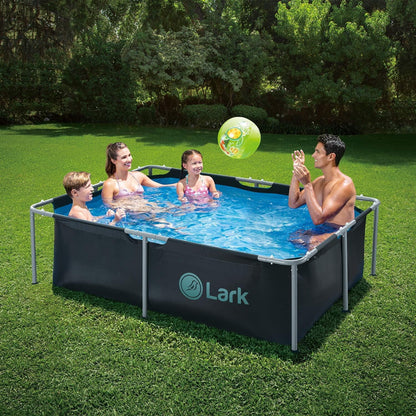 Lark 6' ft x 4' ft x 16.5" inches Above Ground Metal Frame Pool Puncture-Resistant 3-Ply Vinyl & Mesh Materials Quick Setup Patio Backyard - No Pump Included