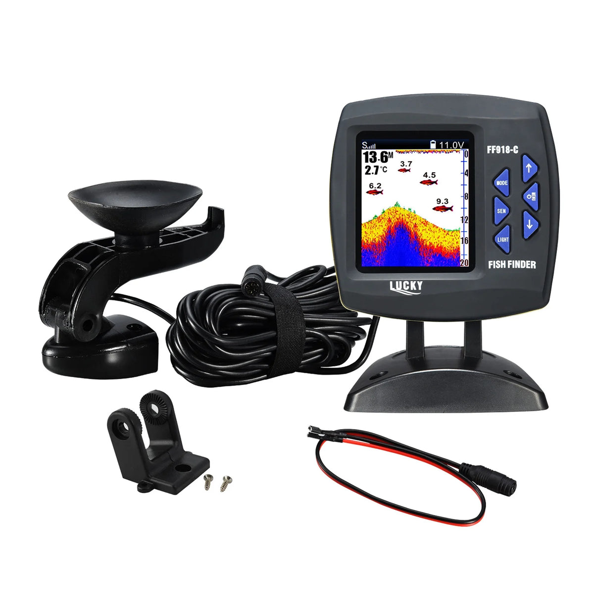 Lucky FF918-C Color LCD Screen Fish Finder 590ft Water Depth Boat Fish Finder
