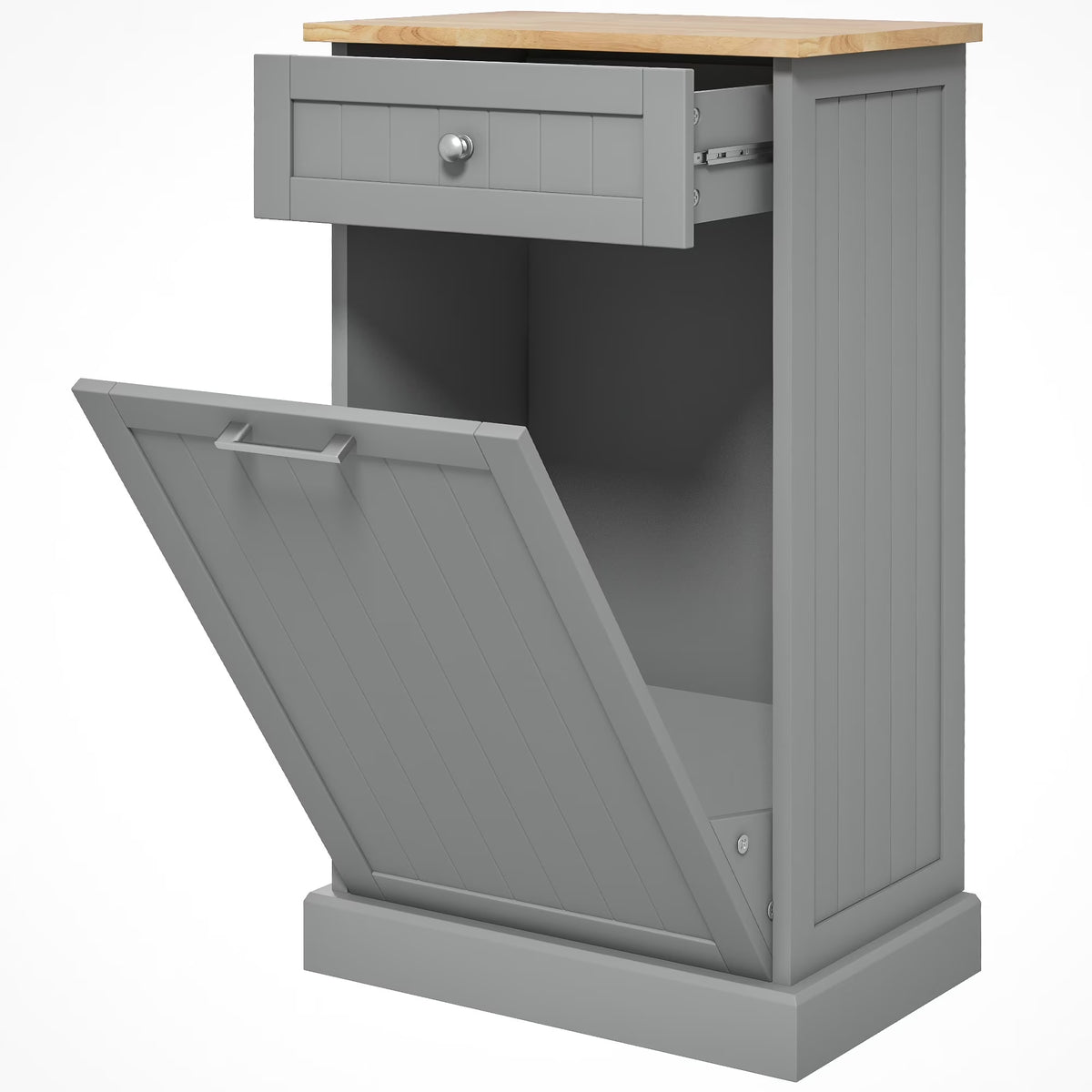 HOMCOM Kitchen Tilt Out Trash Bin Cabinet, Free Standing Recycling Cabinet
