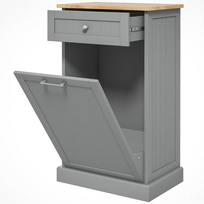 HOMCOM Kitchen Tilt Out Trash Bin Cabinet, Free Standing Recycling Cabinet