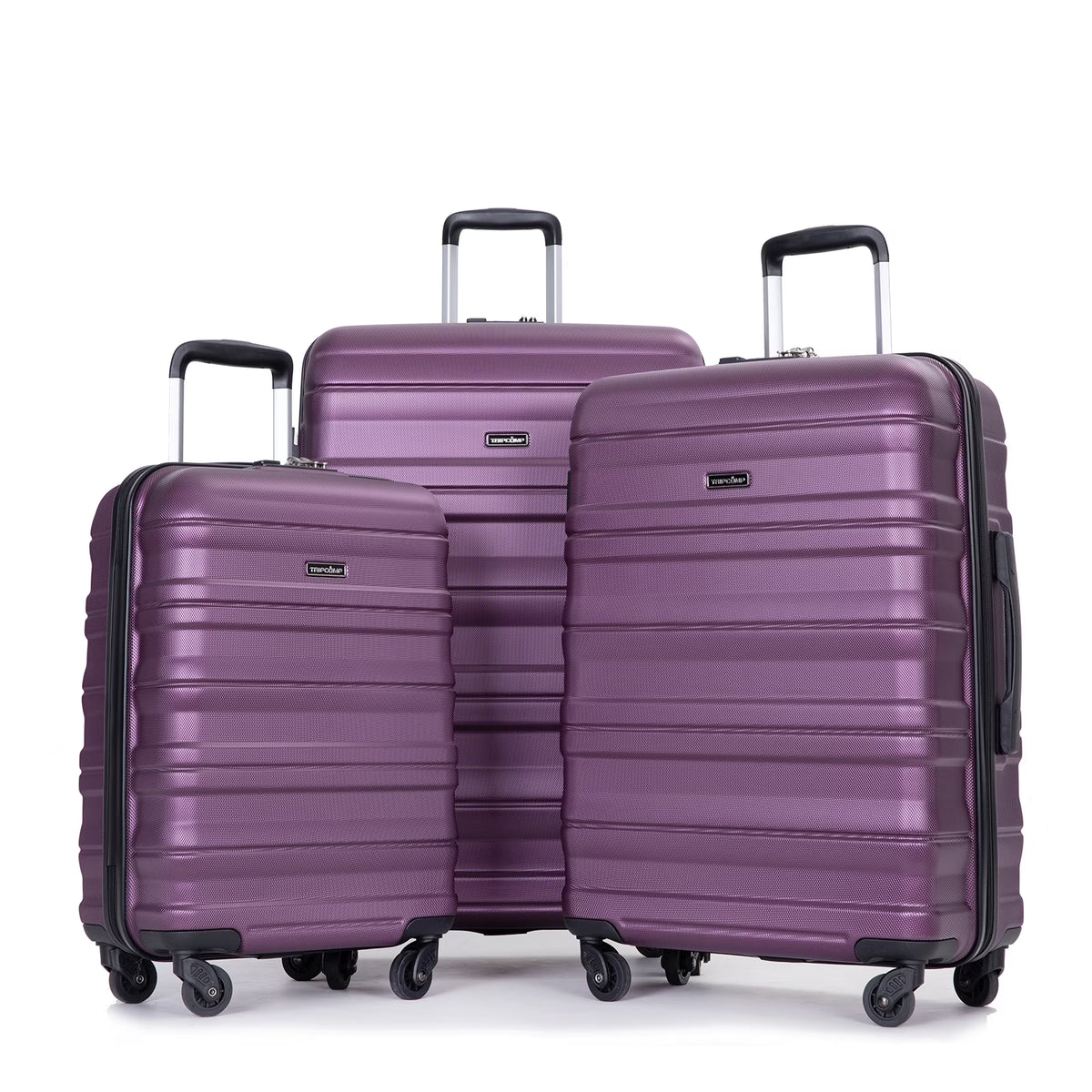 Tripcomp Hardside Luggage Set 3-Piece Set (21/25/29) Lightweight Suitcase 4-Wheeled Suitcase Set(Purple)