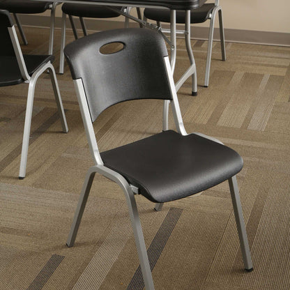 Lifetime Steel Framed Indoor/Outdoor Commercial Grade Stacking Chairs, Black & Silver, (Set of 14) 80569