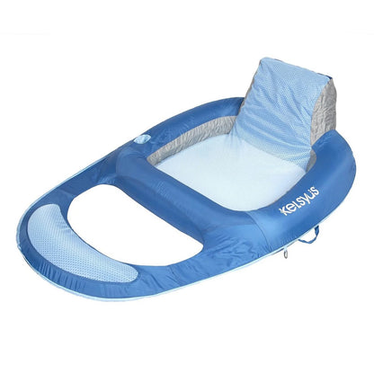 Kelsyus Floating Pool Lounger Inflatable Chair w/ Cup Holder Blue (2 Pack) 80014