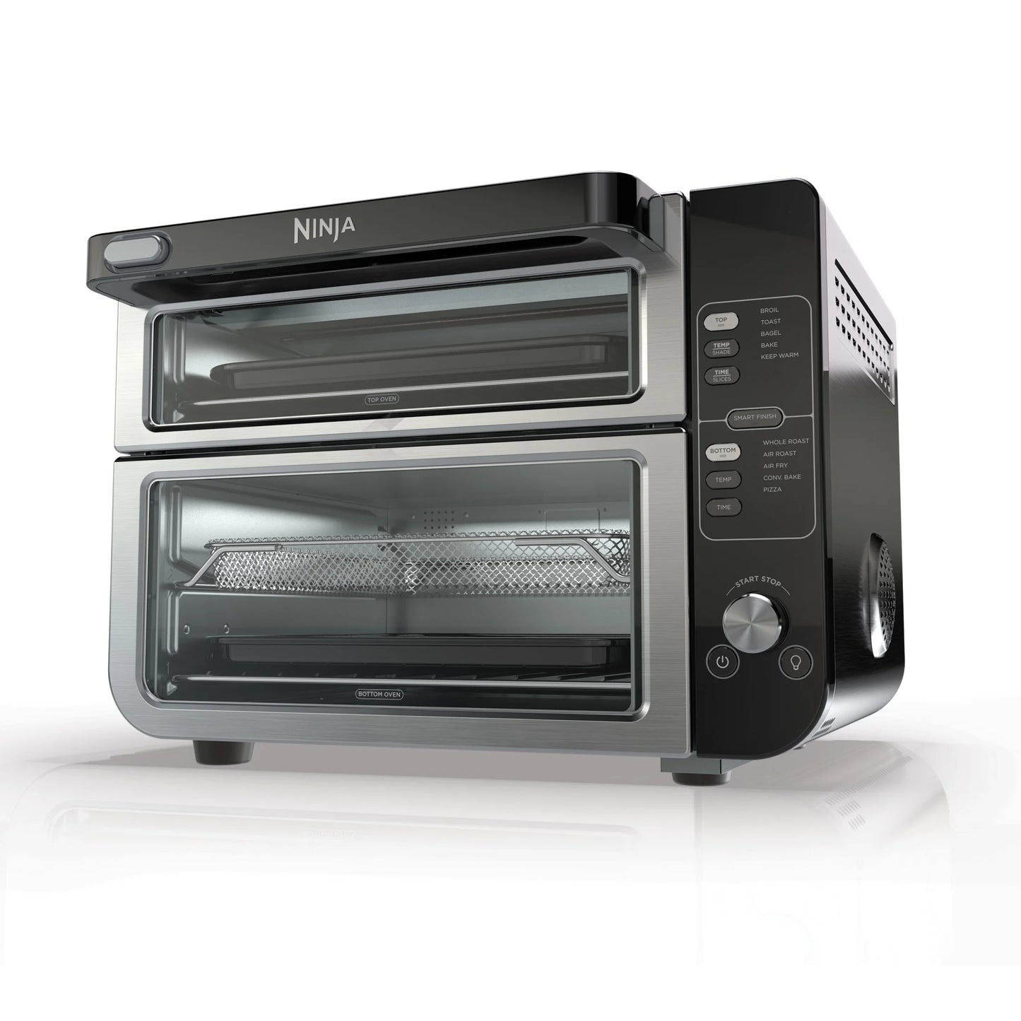 Ninja 10-in-1 Air Fryer, Double Door Toaster Oven with FlexDoor, FlavorSeal & Smart Finish, Rapid Top Convection and Air Fry Bottom, Bake, Toast, Air Fry, Pizza and More, Stainless Steel, DCT400