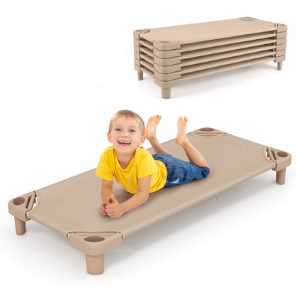 Costway Pack of 6 Kids Stackable Naptime Cot 52'' L x 23'' W Daycare Rest Mat Blue