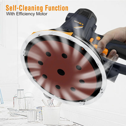 POVANLI 780W Electric Drywall Sander with Vacuum Dust Collection, 6.5A Motor Dustless Floor Sander with Variable Speed 900-1800RPM, LED Light, Extendable & Foldable Handle Yellow+Black