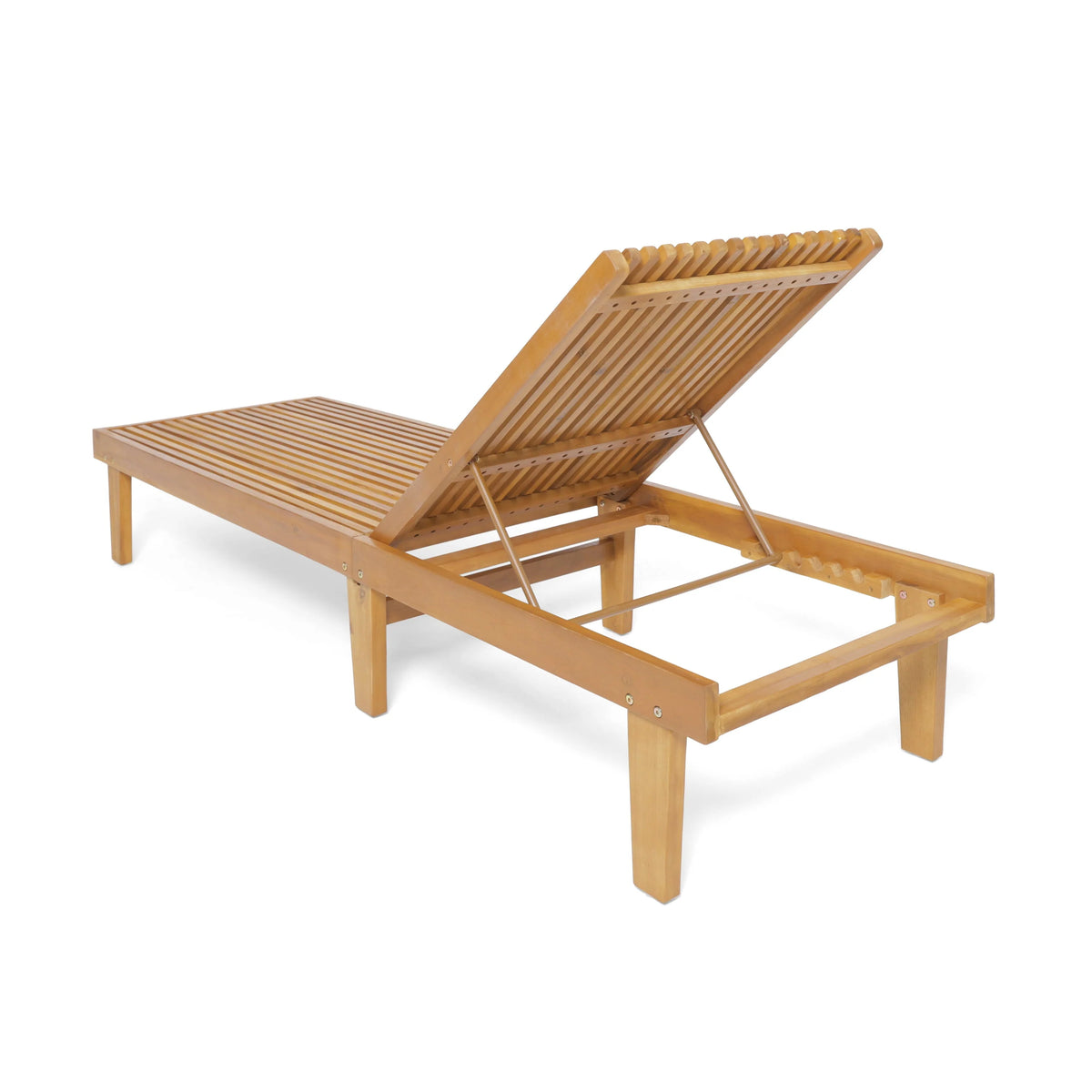 Maddison Outdoor Wooden Chaise Lounge, Teak Finish