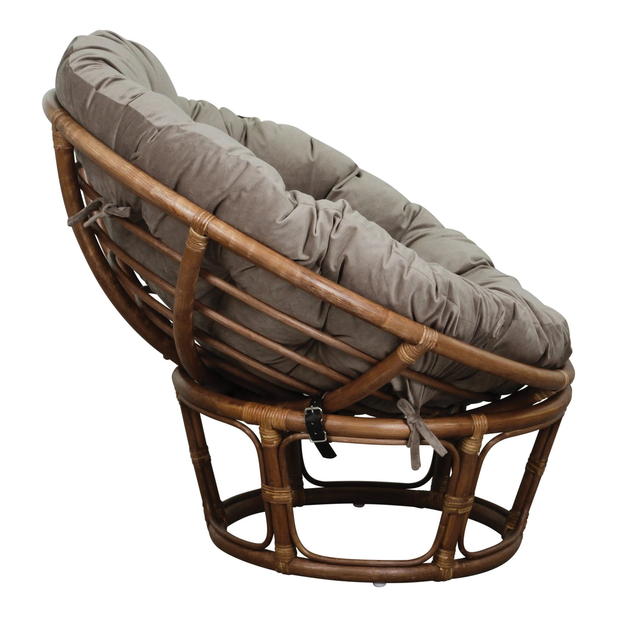 OSP Home Furnishings Specialty Seating Series Papasan Chair, Brown Rattan Frame with Green Round Pillow Cushion