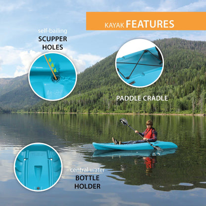 Lifetime Hydros 101 inch Sit-on-Top Kayak, Glacier Blue (90594)