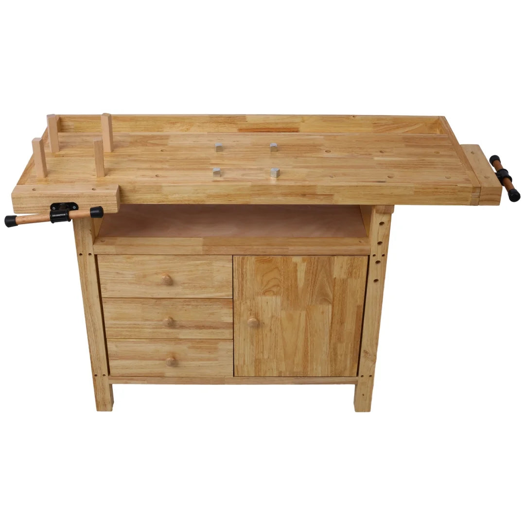 Workbench, Work Bench, Versatile and Functional Wooden Workstation, Work Table for Garage Workshop and Home, 55"L*24.5"W*33"H, Natural