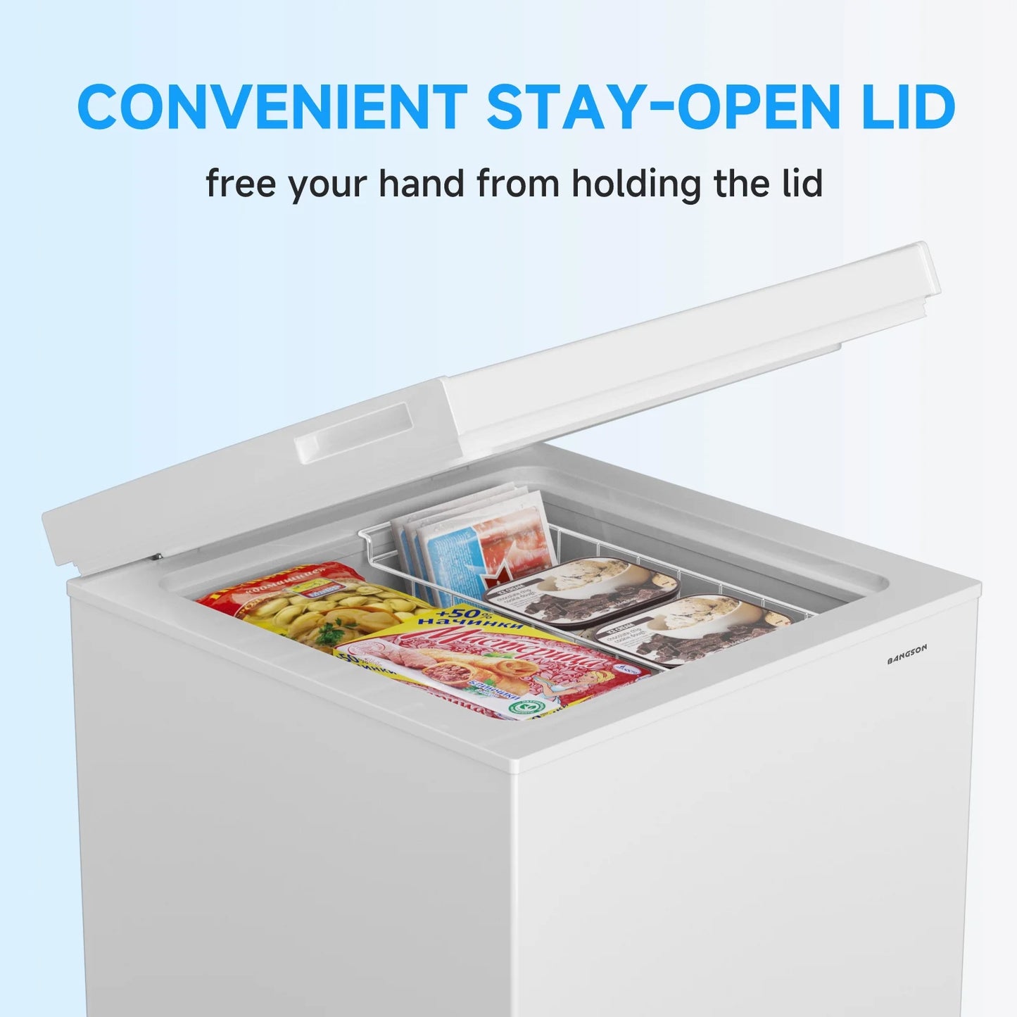 BANGSON 3.5 Cubic Feet Chest Freezer,Deep Freezer With Removable Basket,Adjustable Temperature for Home/Dorms/Apartment/Office