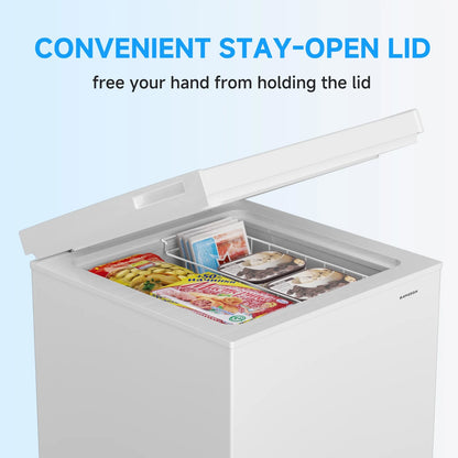 BANGSON 3.5 Cubic Feet Chest Freezer,Deep Freezer With Removable Basket,Adjustable Temperature for Home/Dorms/Apartment/Office