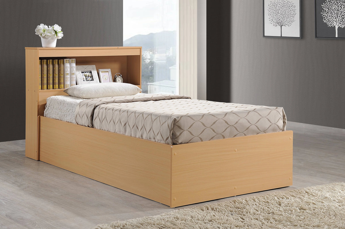 Hodedah Twin-Size Captain Bed with 3-Drawers and Headboard in White