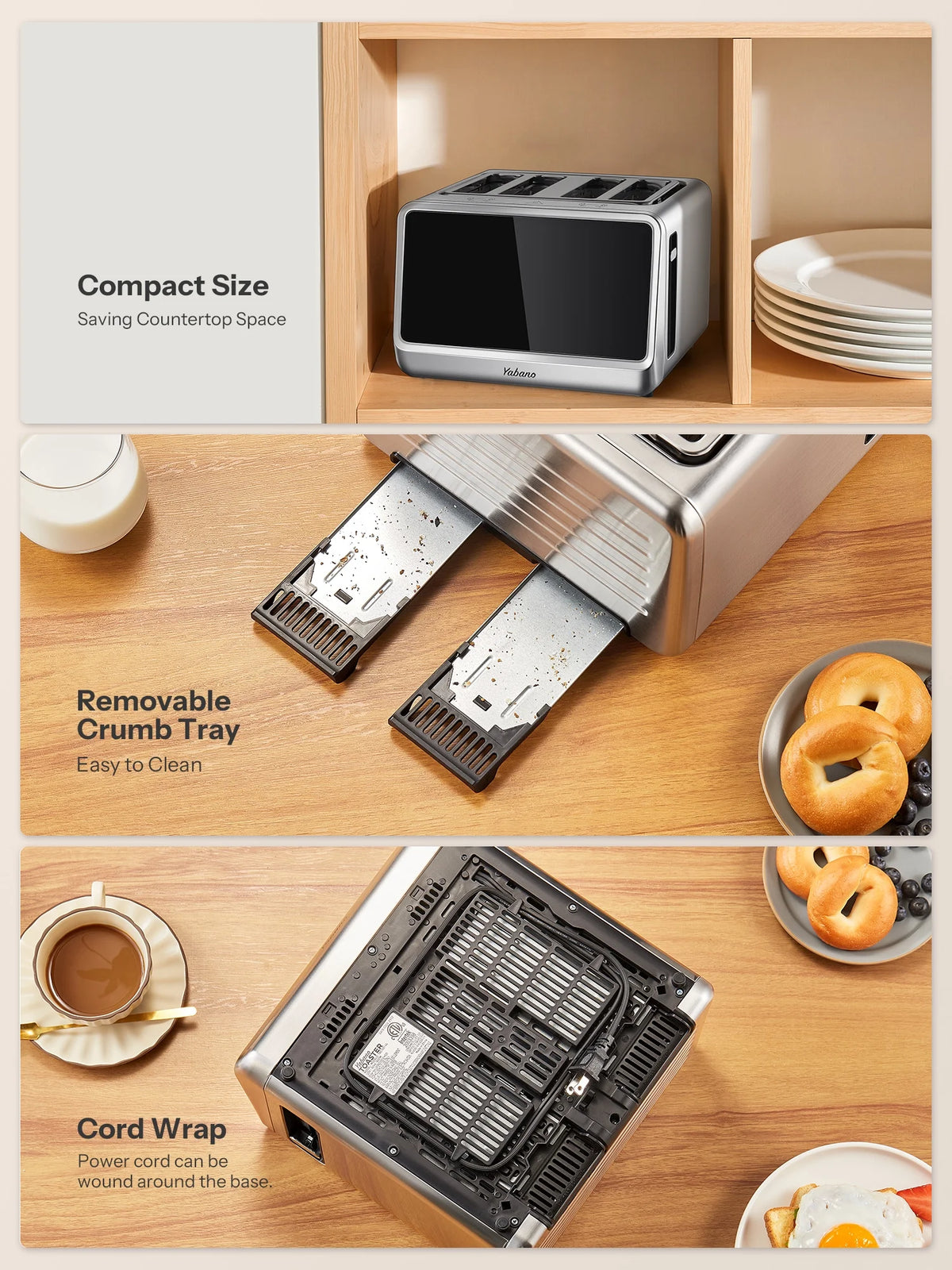 4 Slice Toaster, Touchscreen & Dual Independent Control Panel
