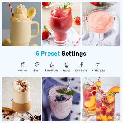 Flamemore Slushie Machine for Home with Self-Cleaning, No Ice Needed, 6 Preset Settings Frozen Drink Maker, 12h Delay Start, 200w