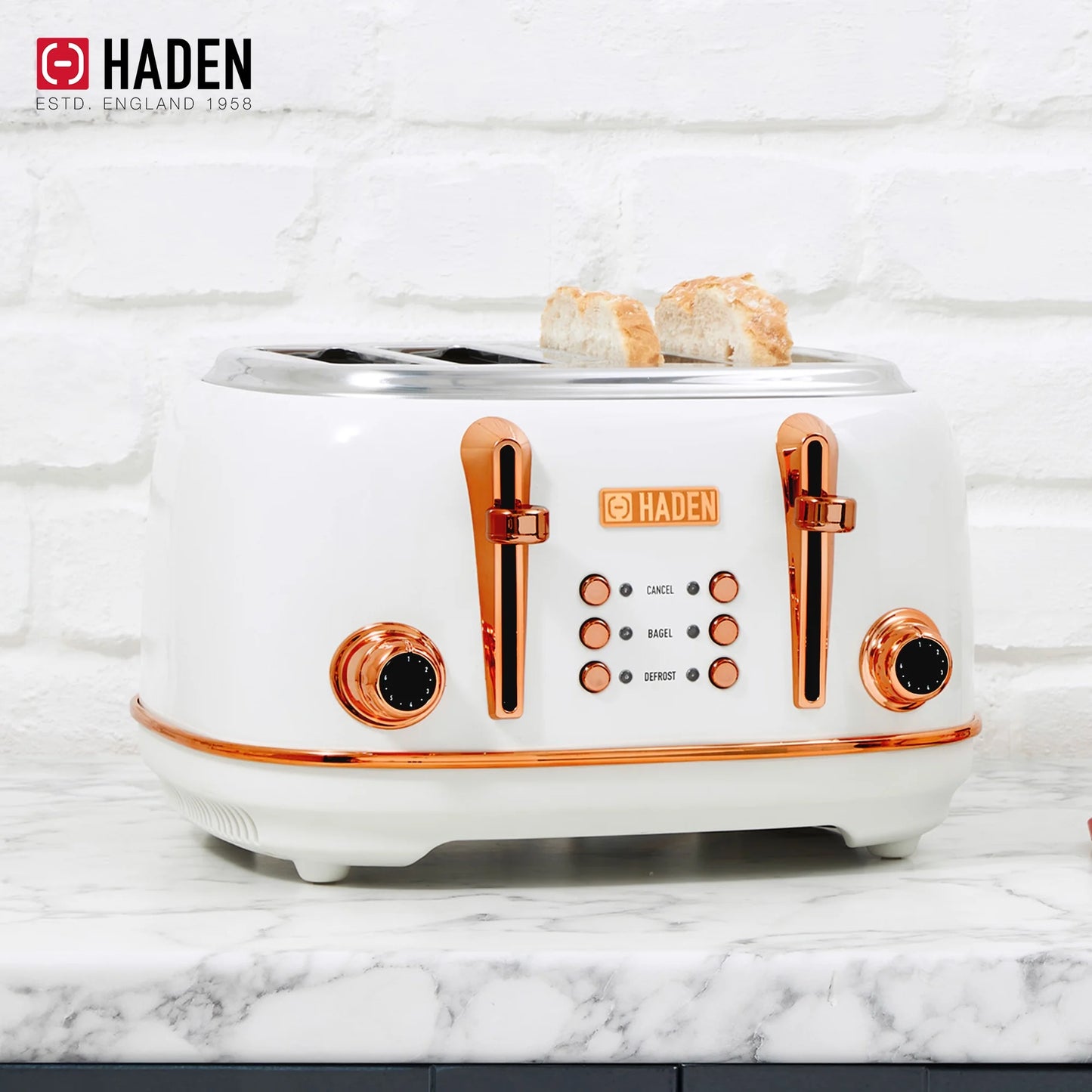 Haden Heritage 1500 1.7 Electric Kettle, Matte Black Finish with Copper Accents