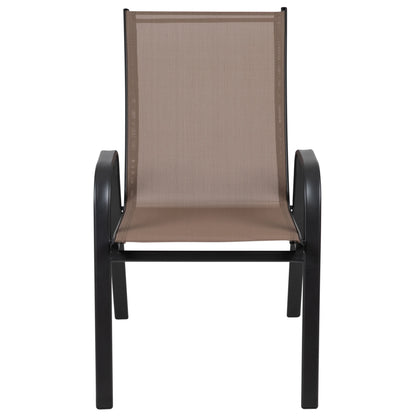 Emma + Oliver 4 Pack Gray Outdoor Stack Chair with Flex Comfort Material - Patio Stack Chair