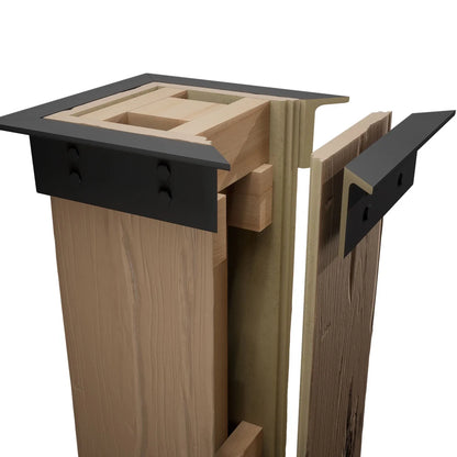 Ekena Millwork 6"W x 5'H Sand Blasted Endurathane Faux Wood Non-Tapered Square Column Wrap with Faux Iron Capital & Base