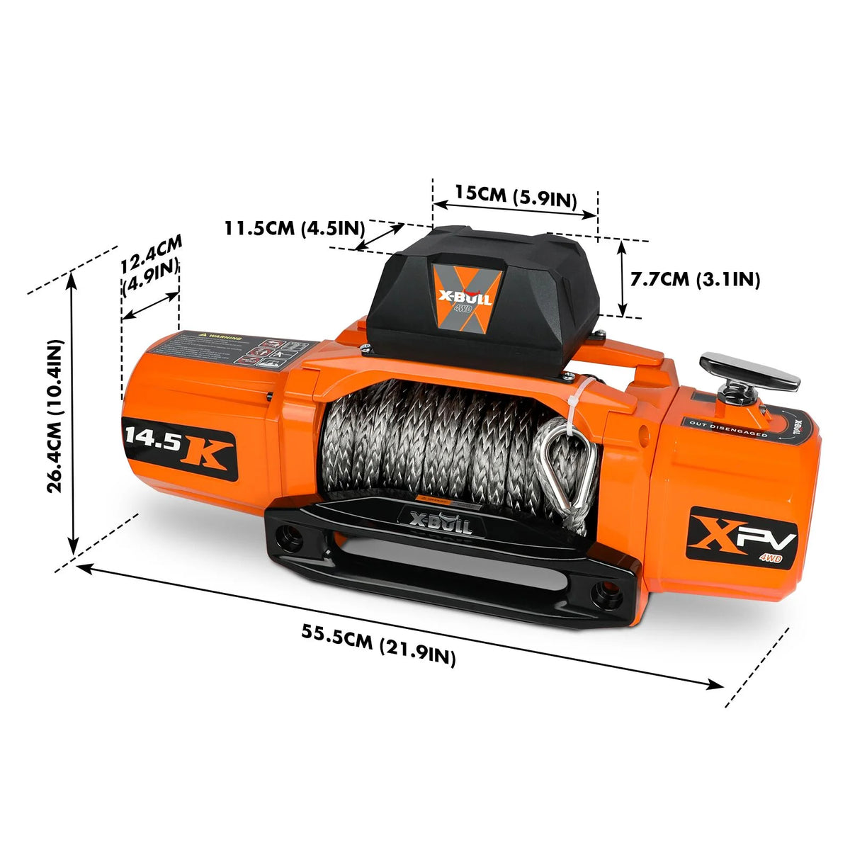 X-BULL Electric Winch XPV 14500LBS 12V Synthetic Rope SUV Jeep Truck Towing 4WD Off-Road 2 in 1 Remote Control Wireless and Wired