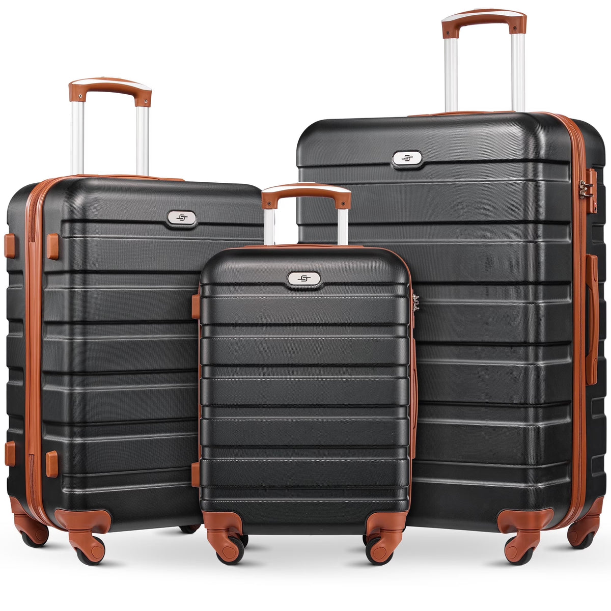 3 Piece Luggage Sets Hard Shell Suitcase Set with Spinner Wheels for Travel Trips Business 20" 24" 28", Rose Gold