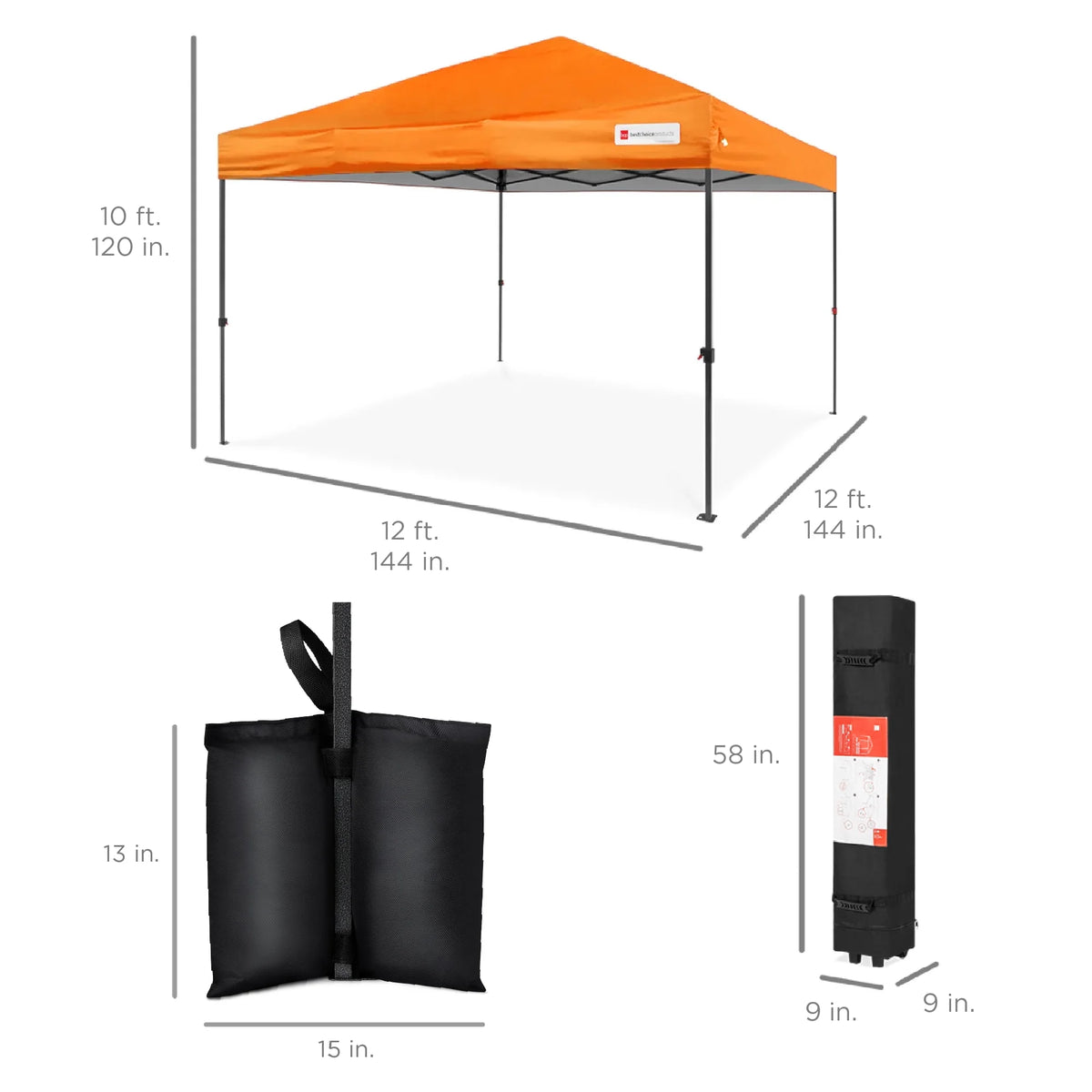 Best Choice Products 12x12ft Easy Setup Pop Up Canopy w/ 1-Button Setup, Wheeled Case, 4 Weight Bags - Navy Blue
