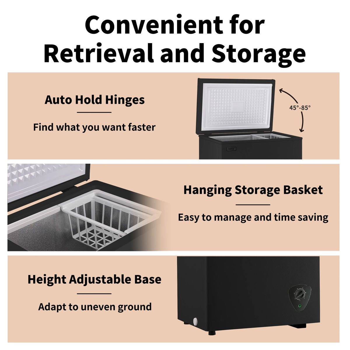 5 Cu ft Freezer, Chest Freezer,Black