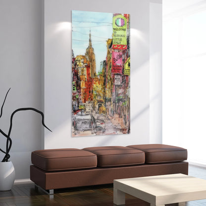 Empire Art Direct Blue Splash Frameless Free Floating Tempered Glass Panel Graphic Wall Art, 72" x 36", Ready to Hang