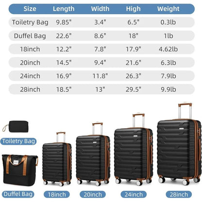 Luggage Sets 6 Piece with Duffel Bags, Hardside Expandable Suitcases with Spinner Wheels TSA Lock, Cream