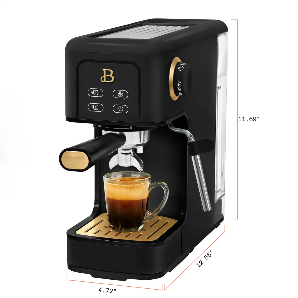 Beautiful Slim Espresso Machine with 20-Bar Pressure, Black Sesame by Drew Barrymore
