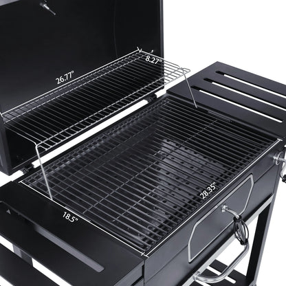 Royal Gourmet 30" CD2030AN Deluxe Charcoal Grill, BBQ Smoker Picnic Camping Patio Backyard Cooking, Black