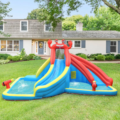 Costway Inflatable Water Slide Crab Dual Slide Bounce House Splash Pool with 950W Blower