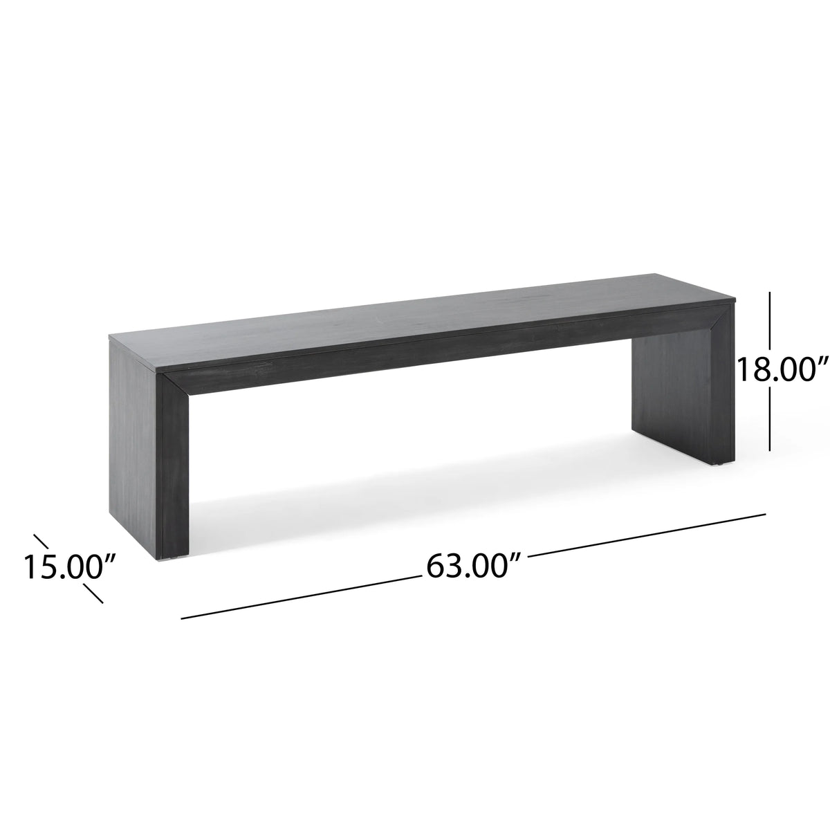 Noble House Krislynn Farmhouse Acacia Wood Dining Bench, Black