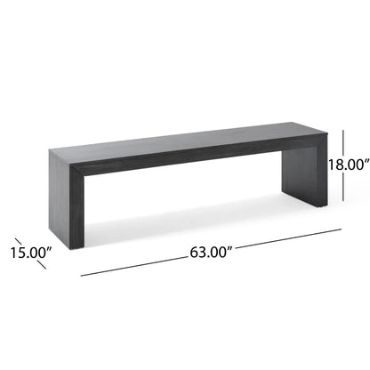 Noble House Krislynn Farmhouse Acacia Wood Dining Bench, Black