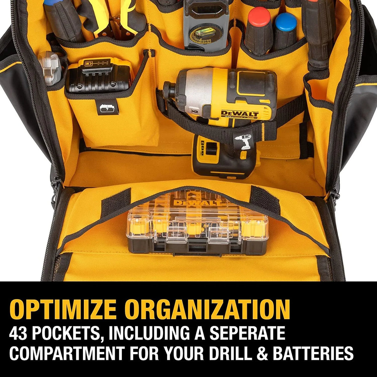 DEWALT Tool Backpack, Tool Storage and Organization, Durable and Water Resistant DWST560102