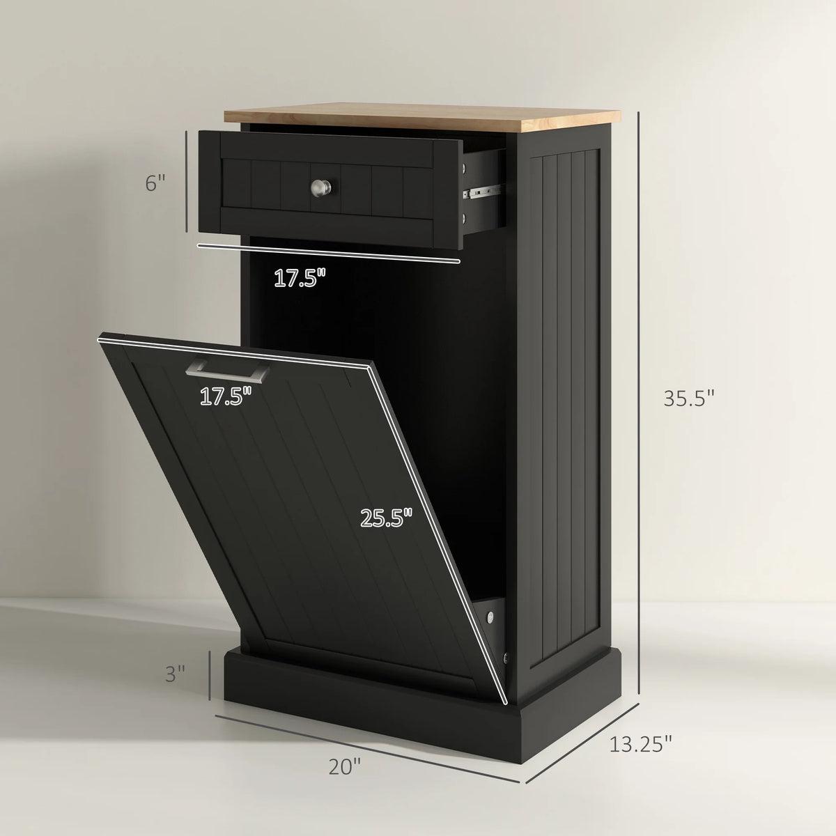 HOMCOM Kitchen Tilt Out Trash Bin Cabinet, Free Standing Recycling Cabinet