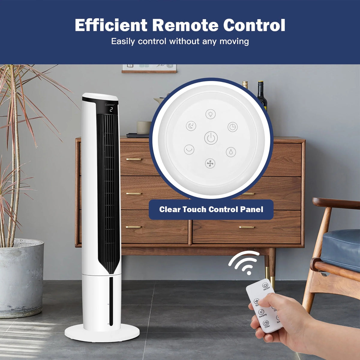 Costway 3-In-1 Evaporative Air Cooler 41'' Portable Tower Fan Humidifier