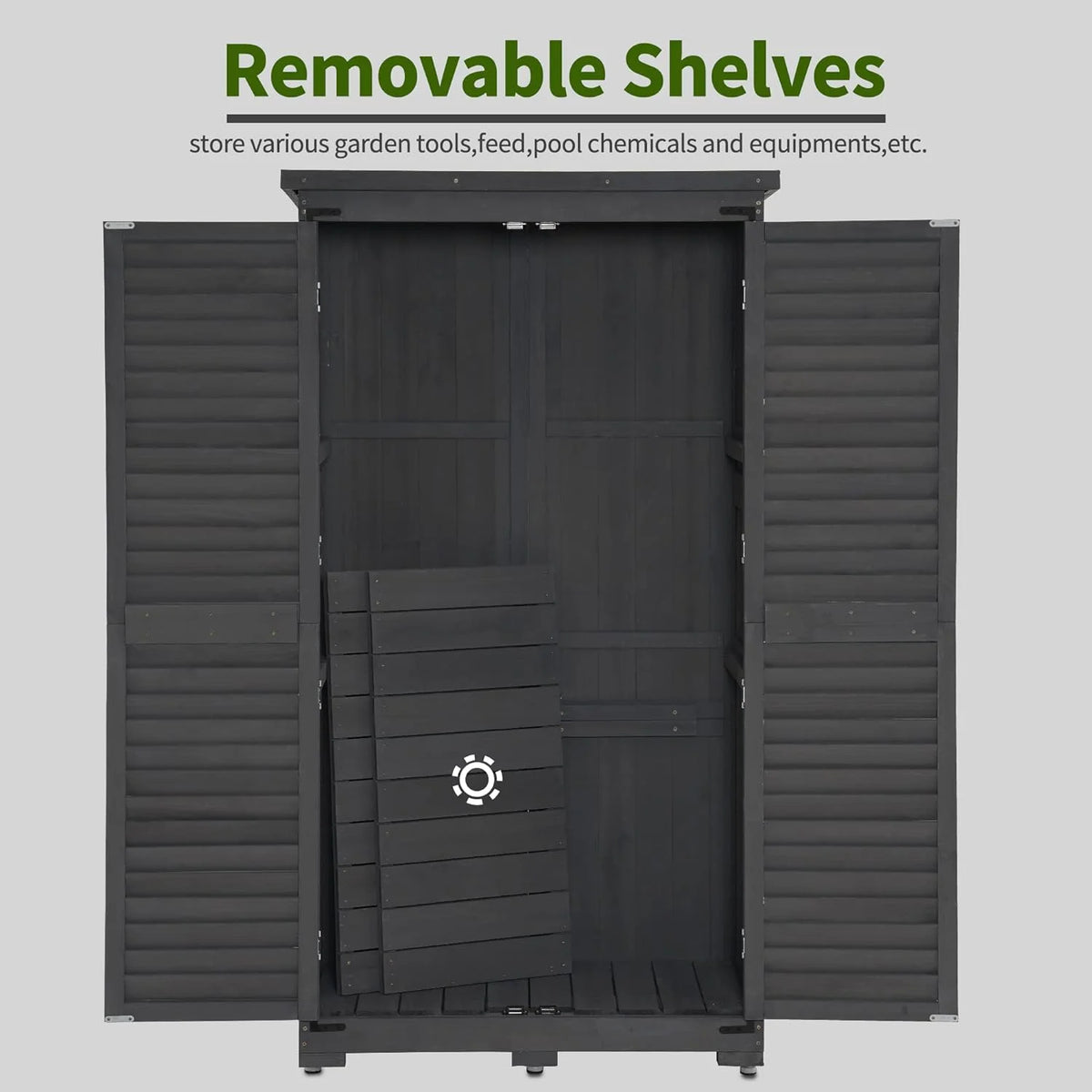 MCombo Tall Garden 1.52 x 2.85 ft. Wood Storage Shed, Brown