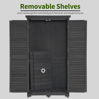 MCombo Tall Garden 1.52 x 2.85 ft. Wood Storage Shed, Brown
