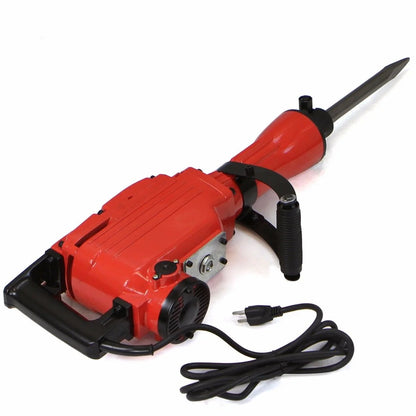 XtremepowerUS Demolition Jack Hammer Heavy Duty, 2200W Electric Jackhammer With Scraping Chisel, 1800BPM Power Drill Concrete Breaker Bar Point & Chisel Bits Chisel Set, Red