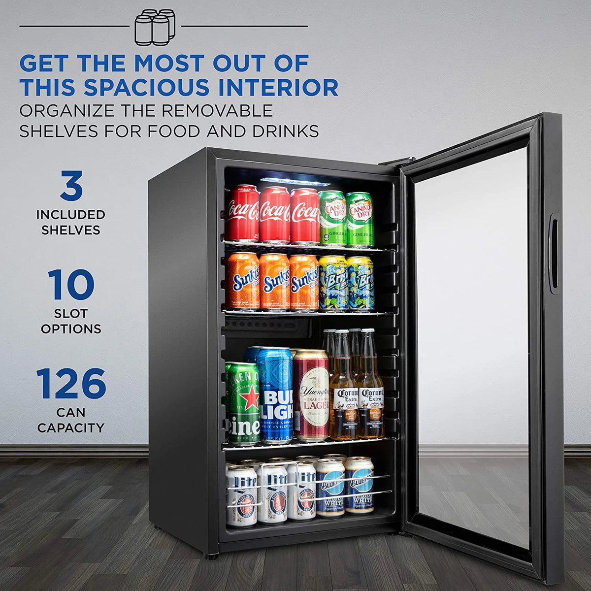Ivation 101-Bottle Wine Cellar, Freestanding Mini Fridge - Stainless Steel