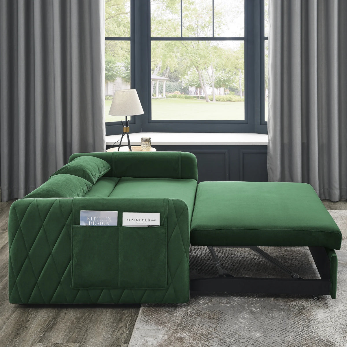 Convertible Sofa Bed,3 in 1 Sleeper Sofa with 2 Pillows and Adjustable Backrest for Living Room Office,Black