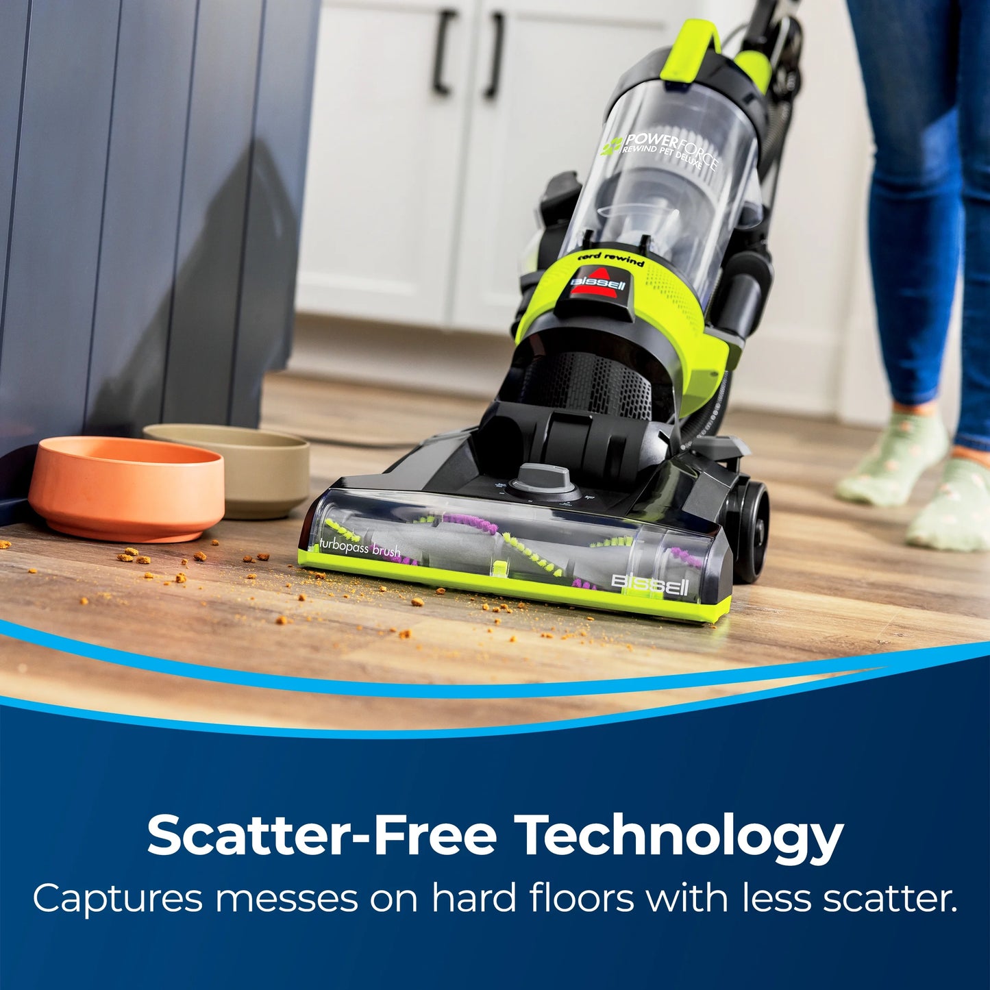 BISSELL Bagless Upright Vacuum, PowerForce Helix Rewind, Pet Deluxe, Live Extension Wand, ScatterFree Tech, Pet TurboBrush, Dusting Brush, Crevice Tool, XL Dust Cup, and Corded Rewind, 3335, Green