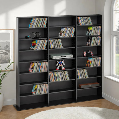 Prepac 51" Triple CD DVD Wall Media Storage Rack in Black