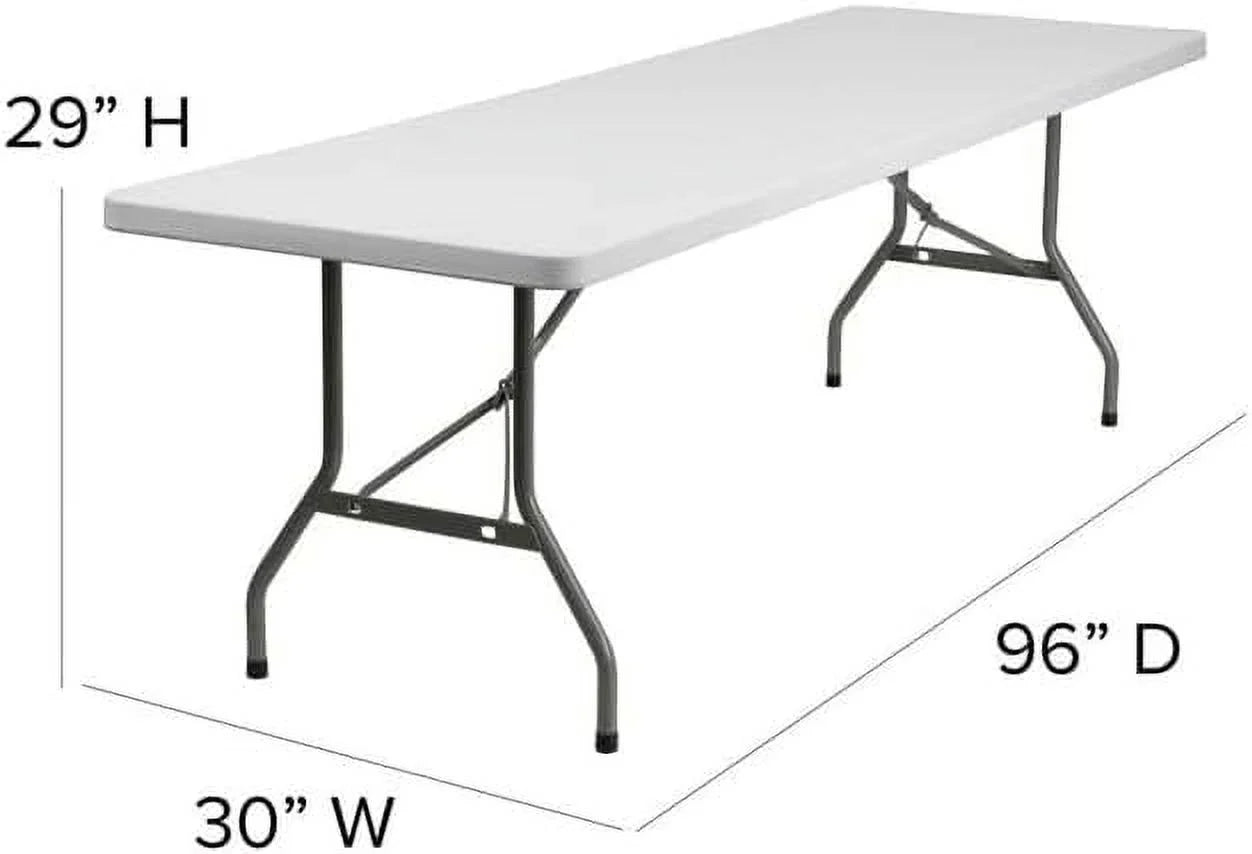 Amazing for less 8ft Folding Table White Plastic Portable Long Foldable Tables Indoor Outdoor Party Picnic Camping Fold Table 8 Foot (4ft, 6ft, 8ft)