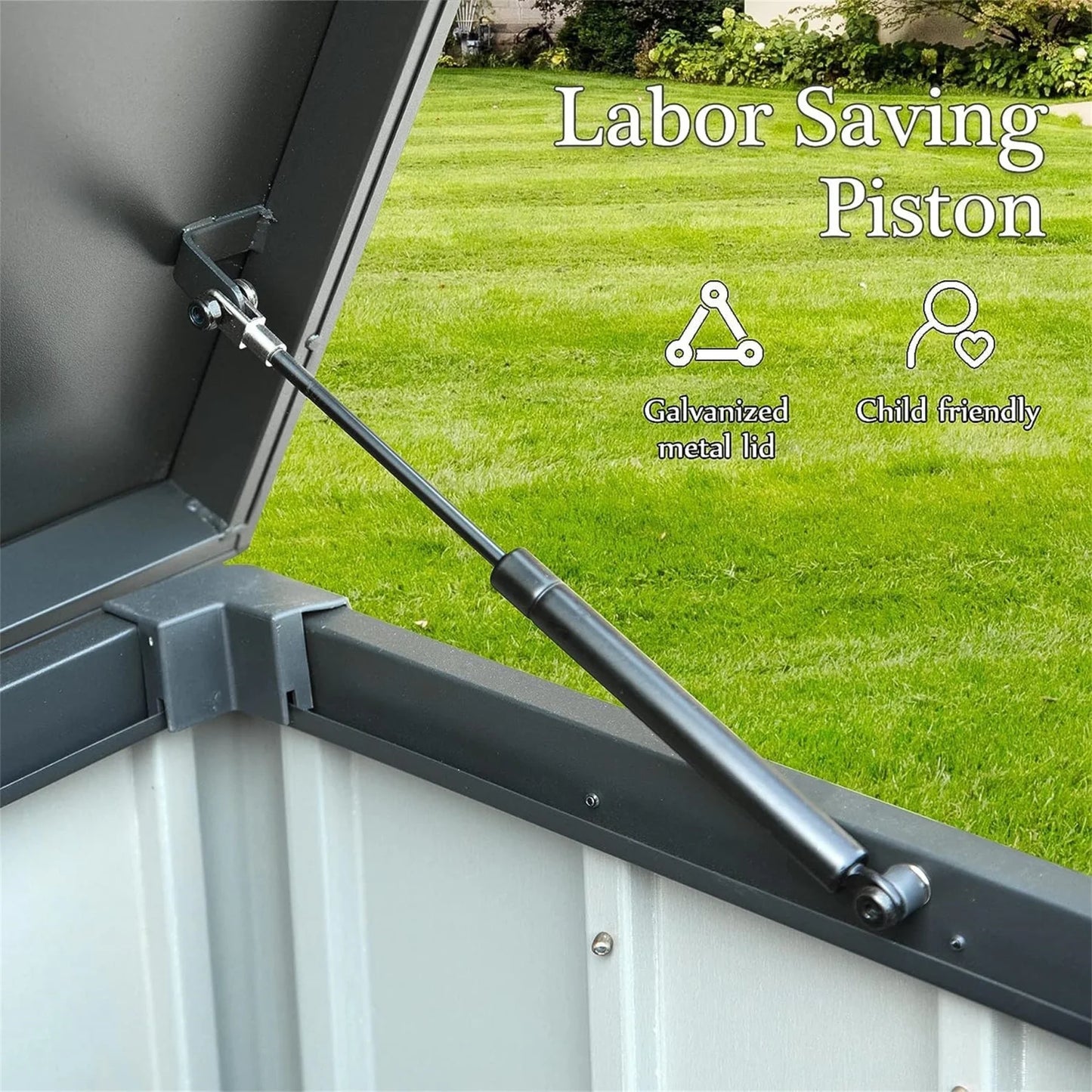 150 Gallon Outdoor Waterproof Storage Deck Box with Portable Side Handles and Moving Roller, Large Patio Storage Lockable for Outside Cushions, Throw Pillows, Garden Tools, Dark Gray