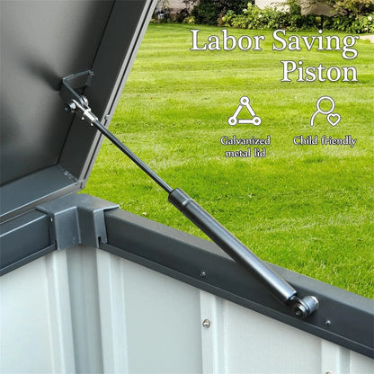 150 Gallon Outdoor Waterproof Storage Deck Box with Portable Side Handles and Moving Roller, Large Patio Storage Lockable for Outside Cushions, Throw Pillows, Garden Tools, Dark Gray