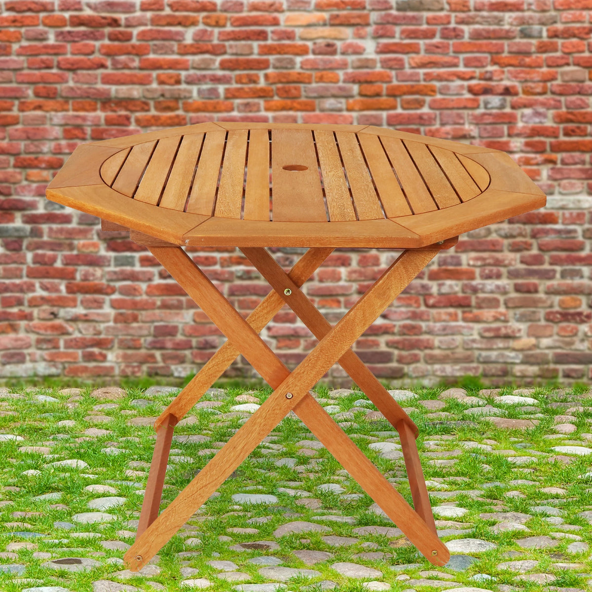 Sunnydaze 35.5" Meranti Folding Octagon Outdoor Dining Table