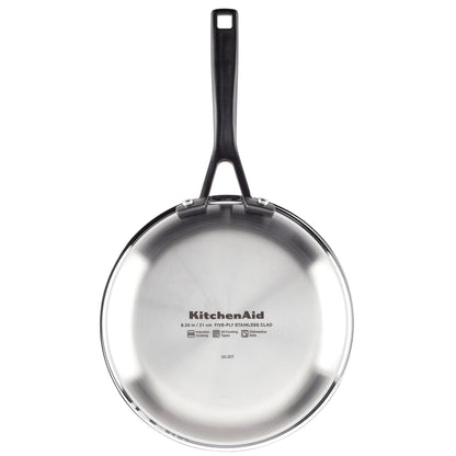 KitchenAid 5-Ply Clad 10 Pcs Stainless Steel Cookware Induction Pots and Pans Set, Dishwasher Safe, Metal Utensil, Broiler and Oven Safe to 500��F, Polished Stainless Steel
