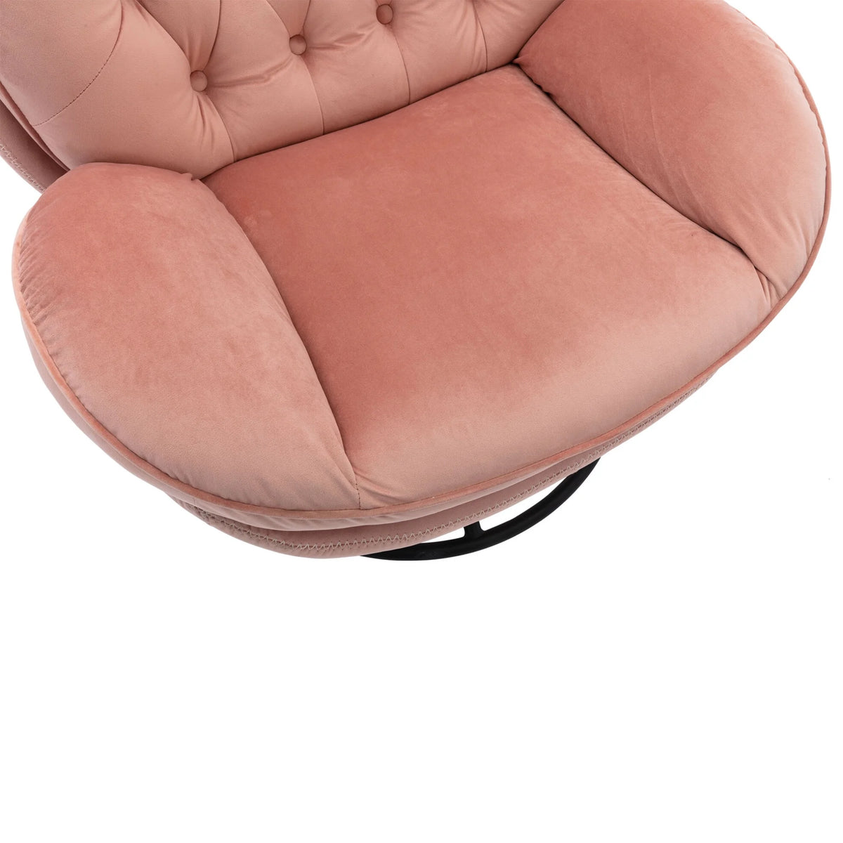 Velvet Swivel Accent Chair with Ottoman Set, Modern Tufted Armchair with Footrest for Living Room Reading TV Chairs for Adults, Comfy Chaise Lounge Chairs with 360 Degree Swiveling for Bedroom, Pink